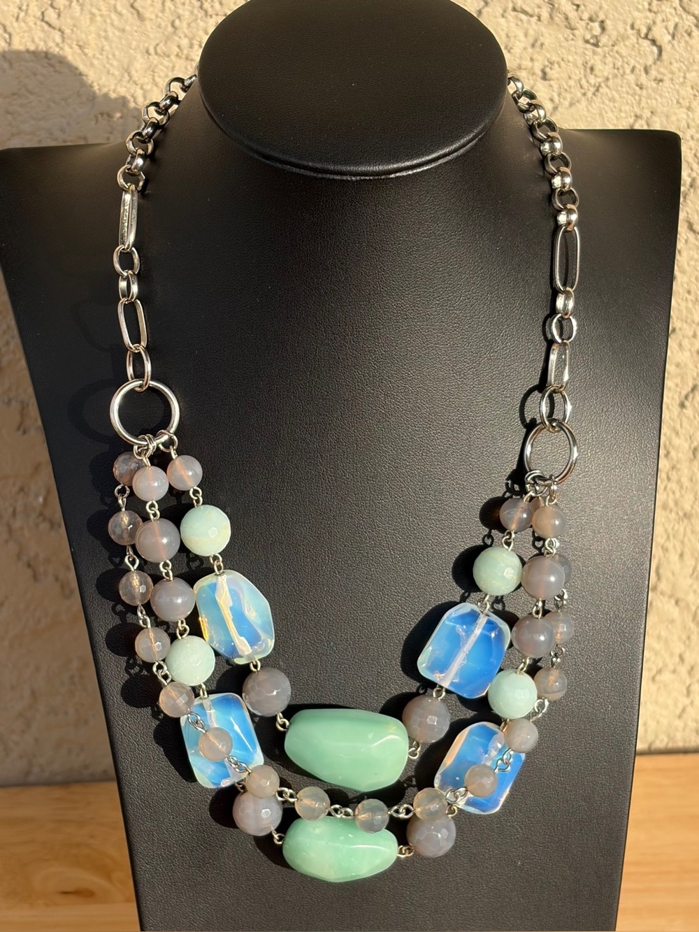 Lia Sophia Kiam Collection South Pacific Grey Agate & Opalite Necklace